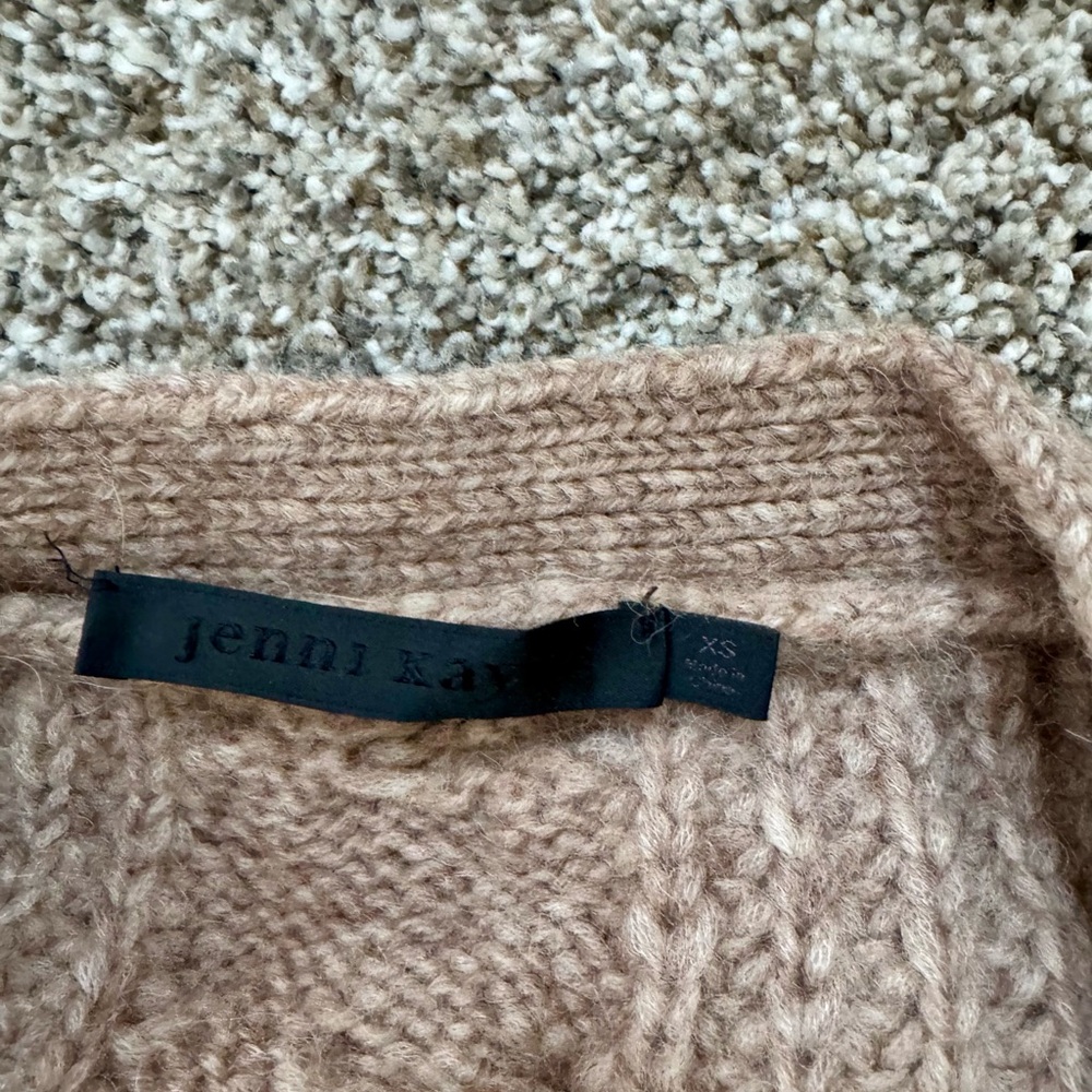 Jenni Kayne Taupe Cable Knit Cardigan - Picture 2 of 6